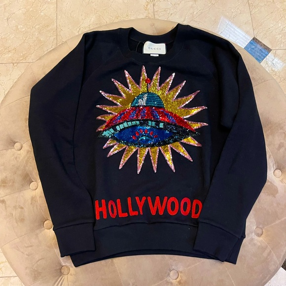 Gucci | Tops | Authentic New With Tags Gucci Hollywood Ufo Sequin  Embellished Sweatshirt | Poshmark